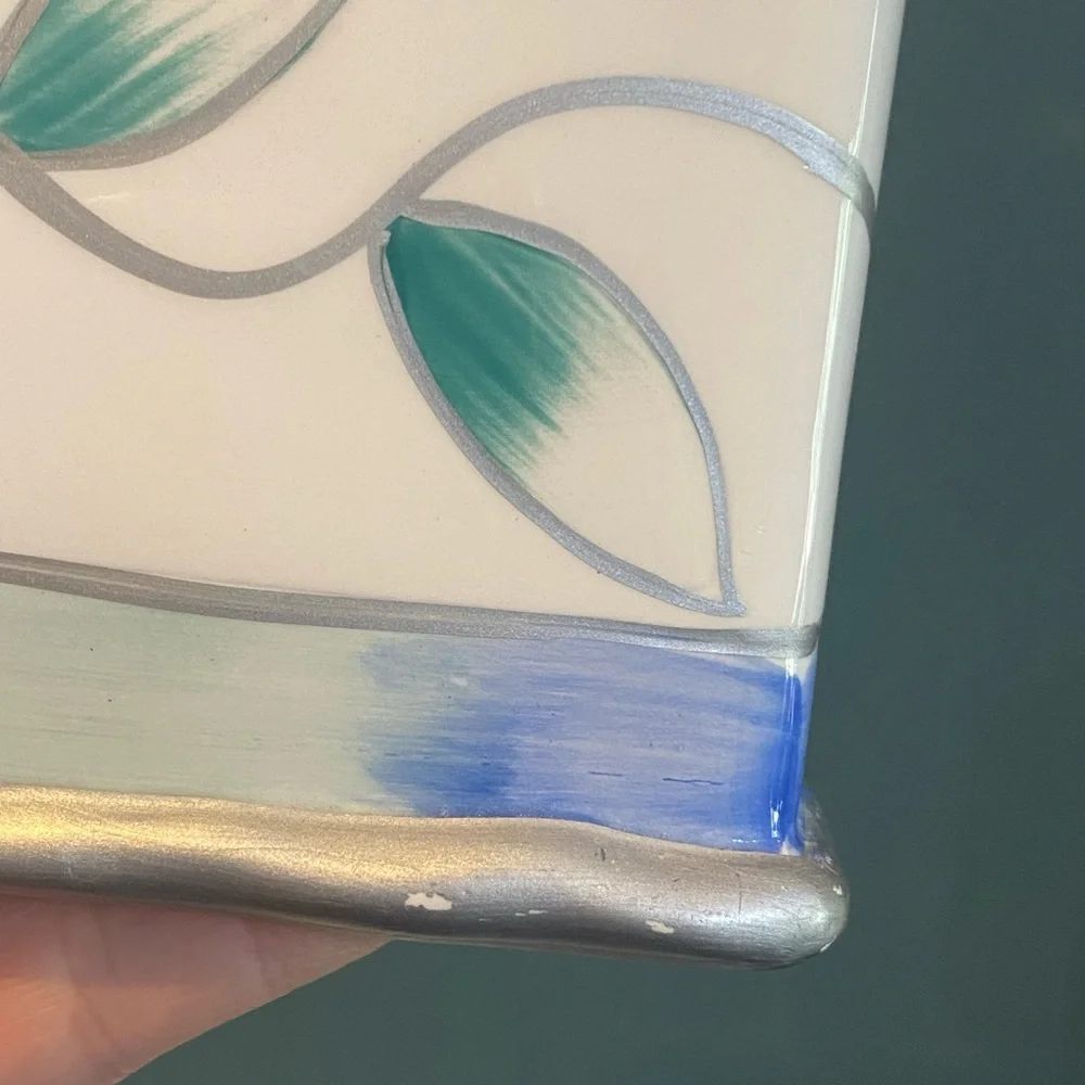 Wamsutta Hand Painted Ceramic Tissue Box Cover